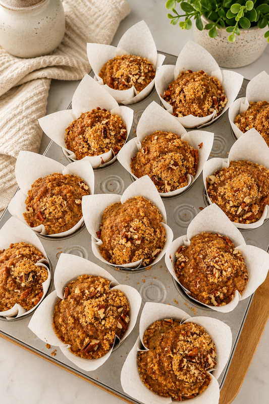 Banana Pecan Crumble Sourdough Muffins