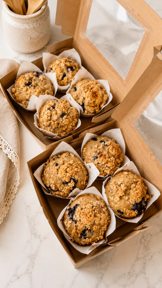 Blueberry Crumble Sourdough Muffins